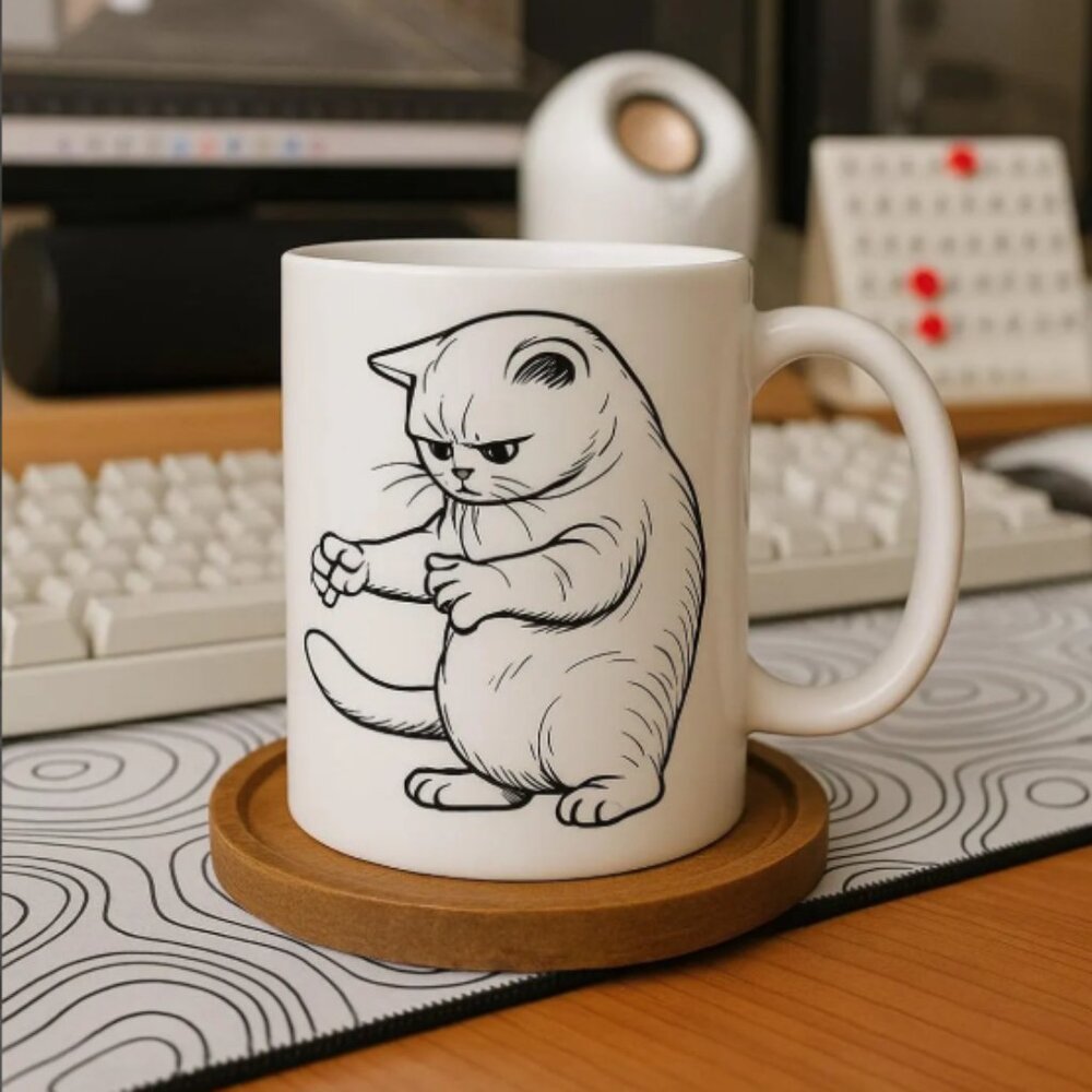 Cute Cat Mug Chubby Kitty Asking Just This Much!